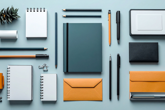 office supplies, pens, crayon, notebook