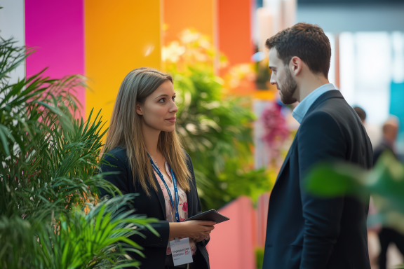 business fair, people, talking, business