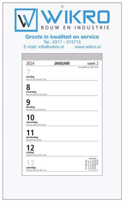 Calendrier hebdomadaire en bloc Full Colour