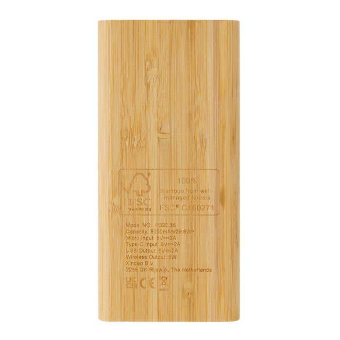 Batterie externe sans fil Bamboo 8000 mAh