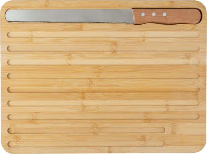 Planche à découper Werner | Bambou | Avec couteau à pain | 30 x 40 cm