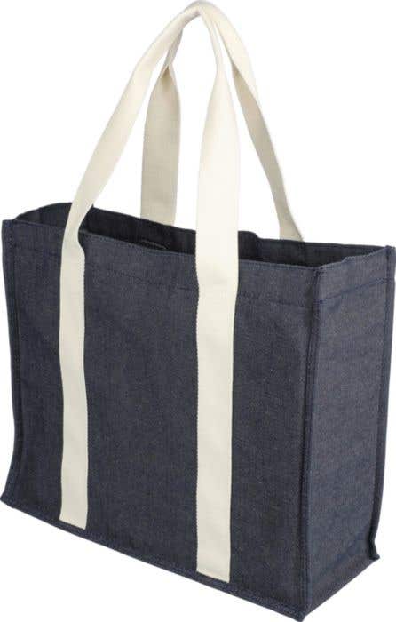 Sac de courses Denim Gretchen | 19 L | Fermeture à bouton-pression | Détails blancs