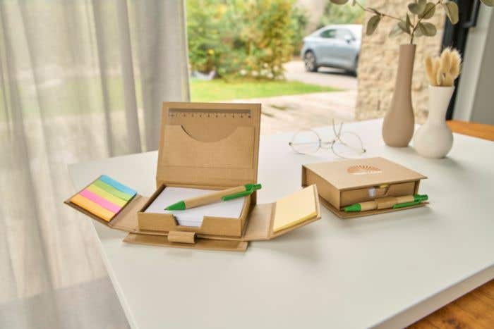 Bloc-notes Multi-eco | Notes autocollantes | Réglette | Avec stylo