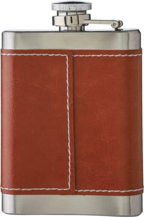 Flasque Cedric | 100 ml | Inox | Revêtement simili cuir