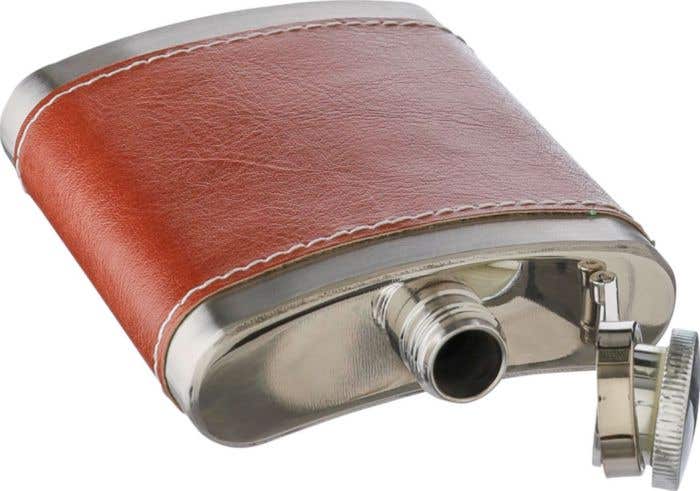 Flasque Cedric | 100 ml | Inox | Revêtement simili cuir