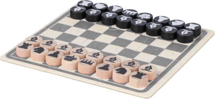 Jeu d'échecs et de dames Hank | Bois | Dans une pochette en coton