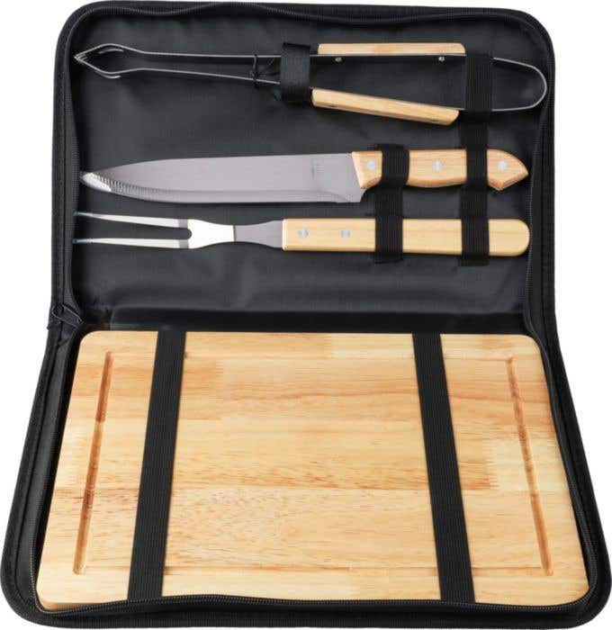 Set barbecue Kathleen | Inox | 4 pièces | Avec planche à découper