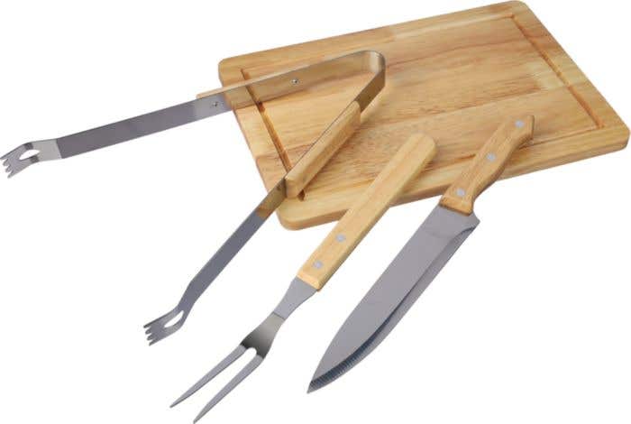 Set barbecue Kathleen | Inox | 4 pièces | Avec planche à découper