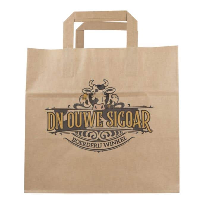 Sac en papier Takeaway avec poignées pliées XL (A3) 32x17x28