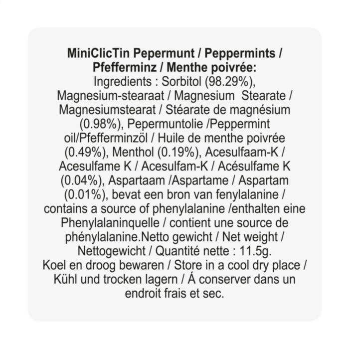 Boîte de menthes | 12 grammes | Système à pression et clic