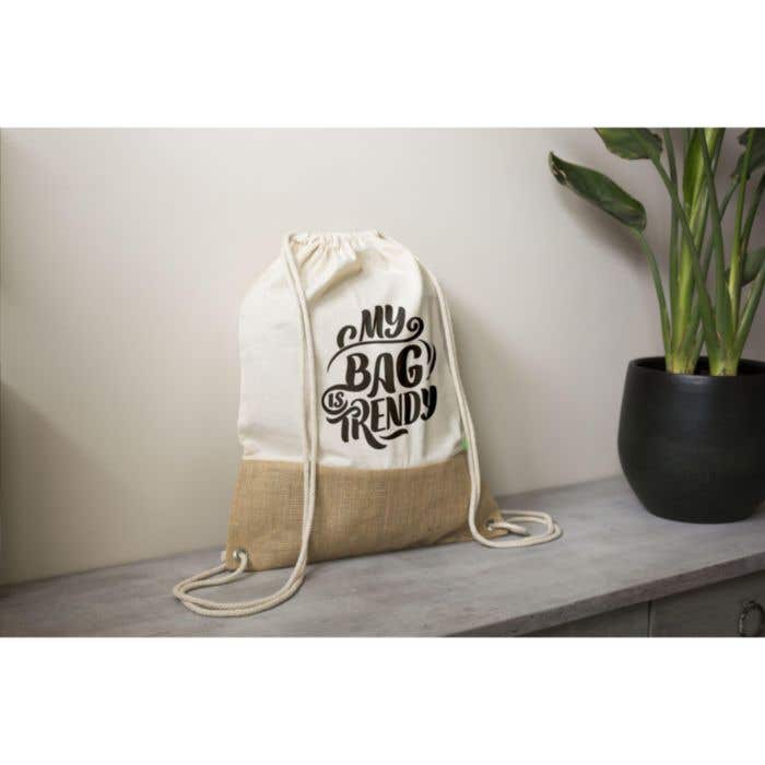 Sac à dos | Coton organique | 8 l | Détails en jute