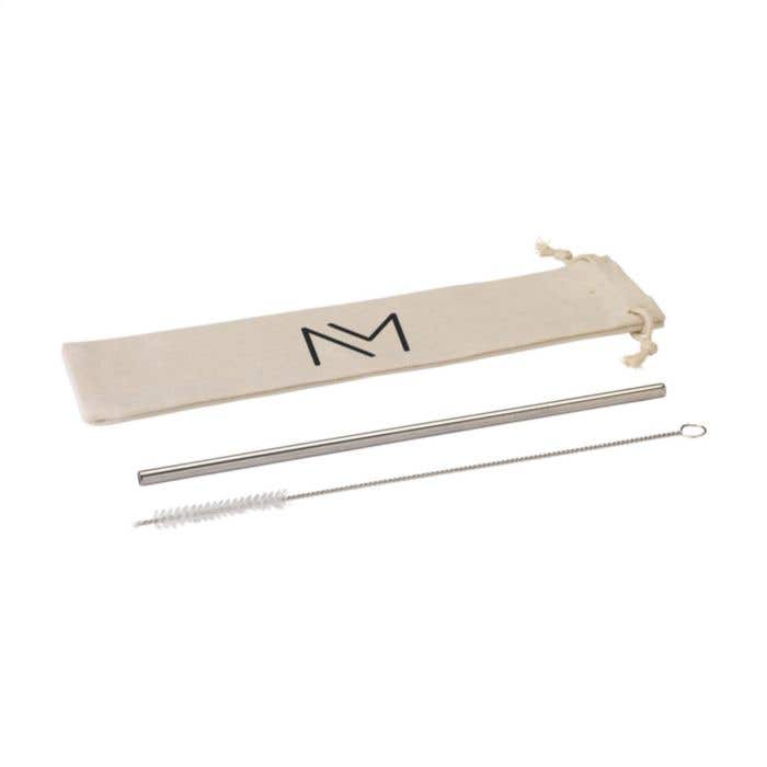 Paille | Inox | Avec brosse de nettoyage et pochette de rangement