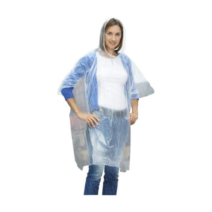 Poncho de pluie | Transparent | Avec pochette de rangement