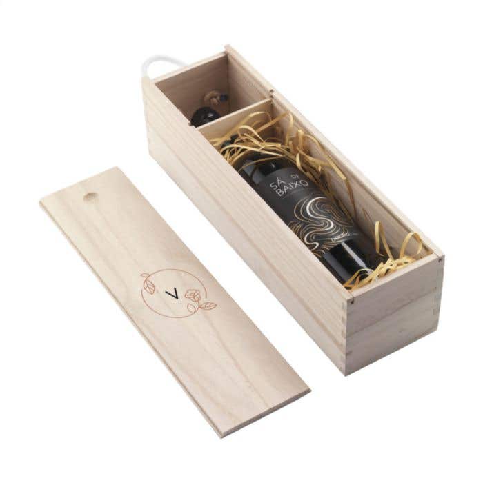 Coffret à vin | Bois de paulownia | 0,75 l | Couvercle coulissant
