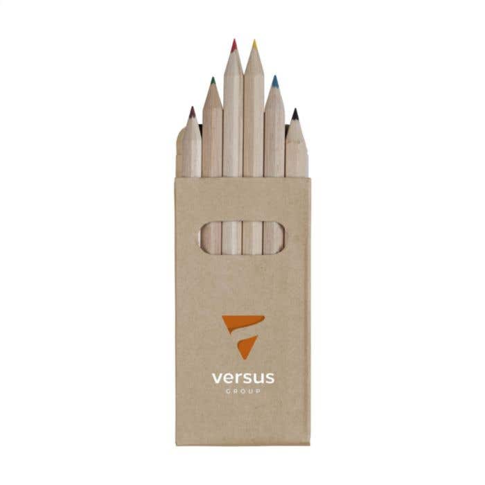 Ensemble de crayons de couleur | Recyclé | 6 pièces | Bois non verni