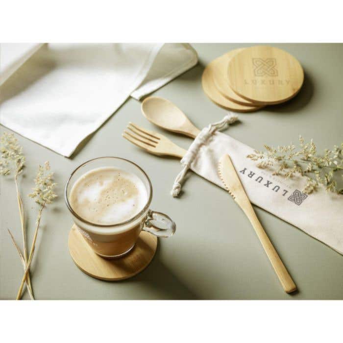 Set de couverts | Bambou | Avec pochette en coton