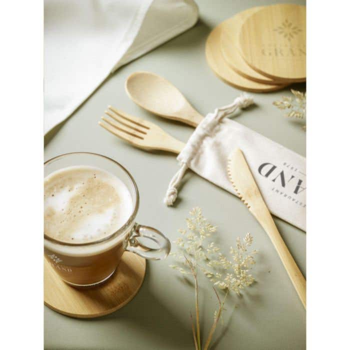 Set de couverts | Bambou | Avec pochette en coton