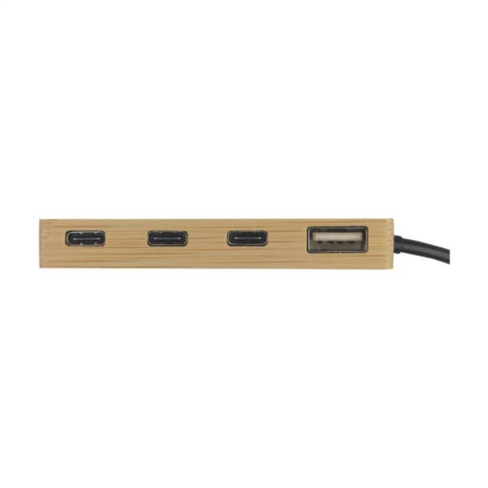 Hub USB | Bambou FSC® | 1x USB-A + 3x USB-C