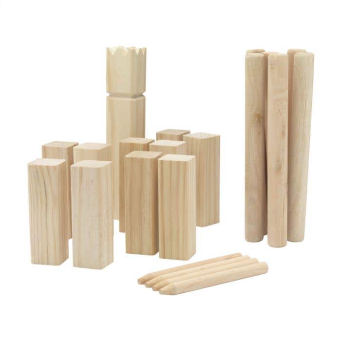 Kubb jeu de lancer | Bois | 21 pièces | Sac en coton