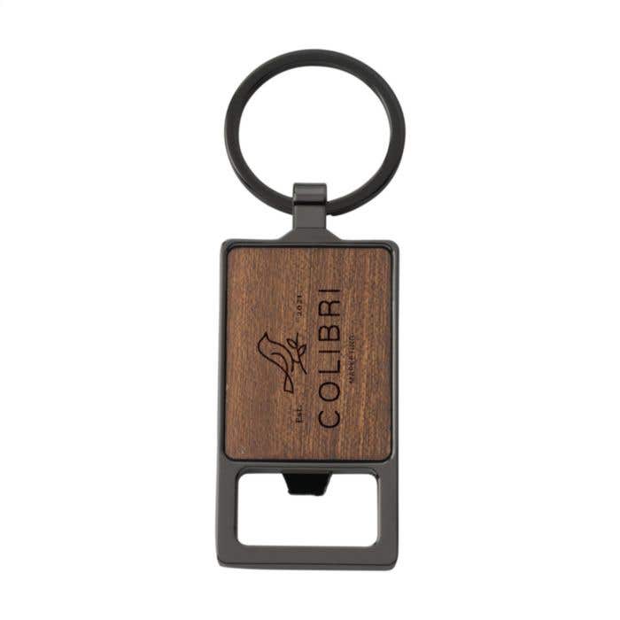 Porte-clés avec ouvre-bouteille | Bois dur | Alliage de zinc