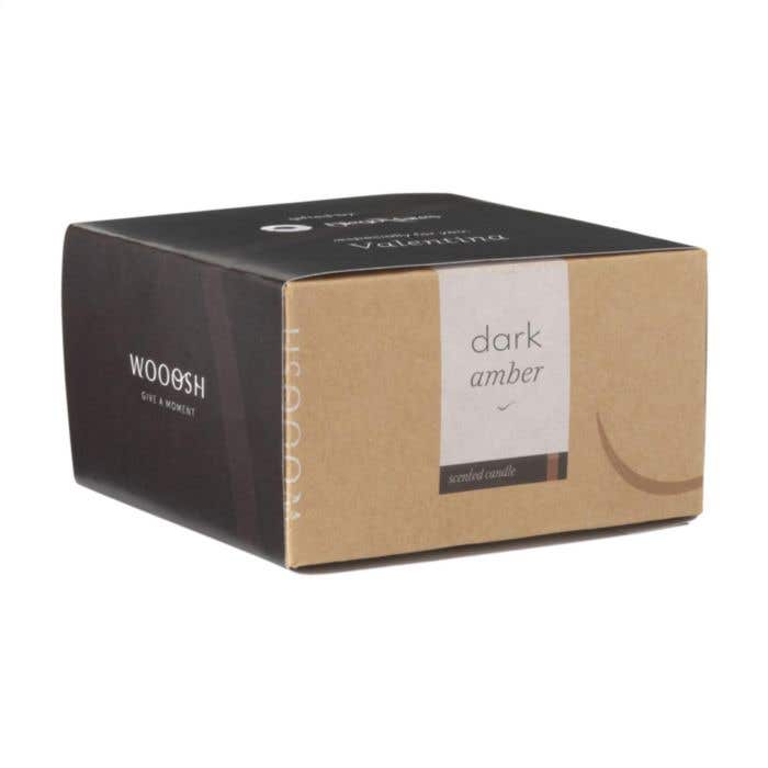 Bougie parfumée Wooosh | Mèche en bois | 35 heures | Parfum ambré