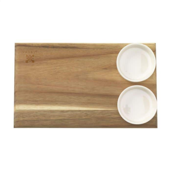 Wooosh planche à servir Pinhco | Bois d'acacia | Avec 2 coupelles en porcelaine