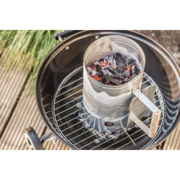 Allume-feu BBQ pour charbon de bois | Métal | Poignée en bois