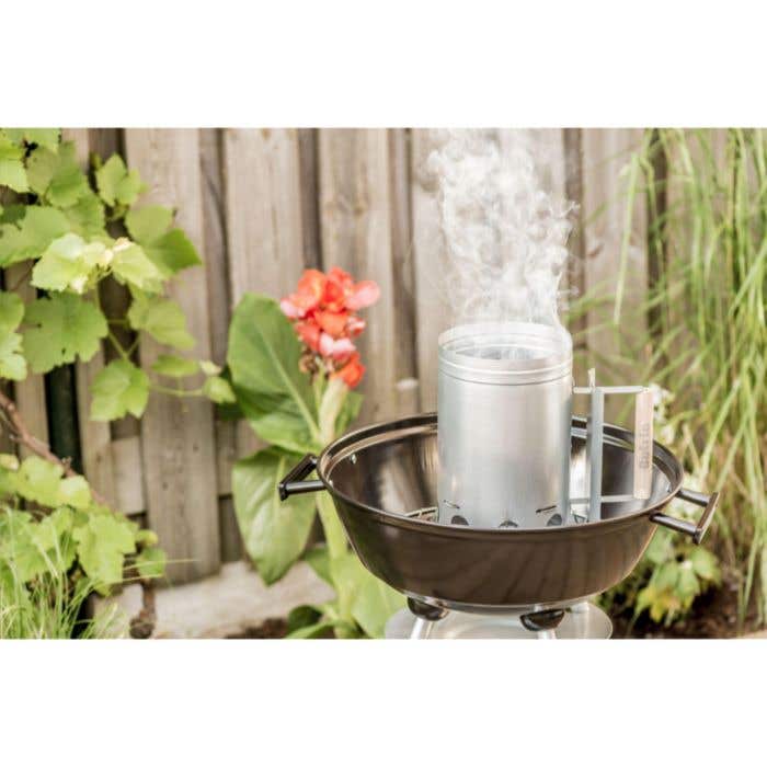 Allume-feu BBQ pour charbon de bois | Métal | Poignée en bois