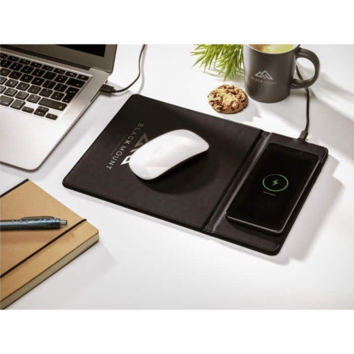 Tapis de souris avec chargeur sans fil | Recyclé | 10W | Support pour téléphone