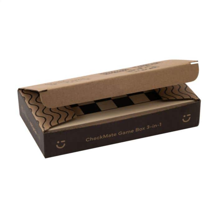 Coffret de jeux 3-en-1 | Bois de pin FSC® | Échecs, dames et backgammon