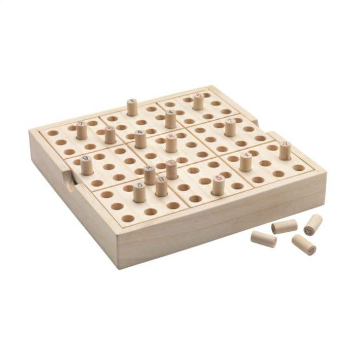 Plateau de sudoku | Bois de pin | 81 pions | Compartiment de rangement inclus