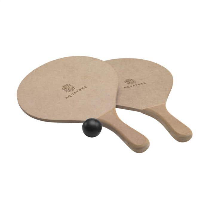 Jeu de plage | MDF | 2 raquettes et balle | Avec filet de rangement