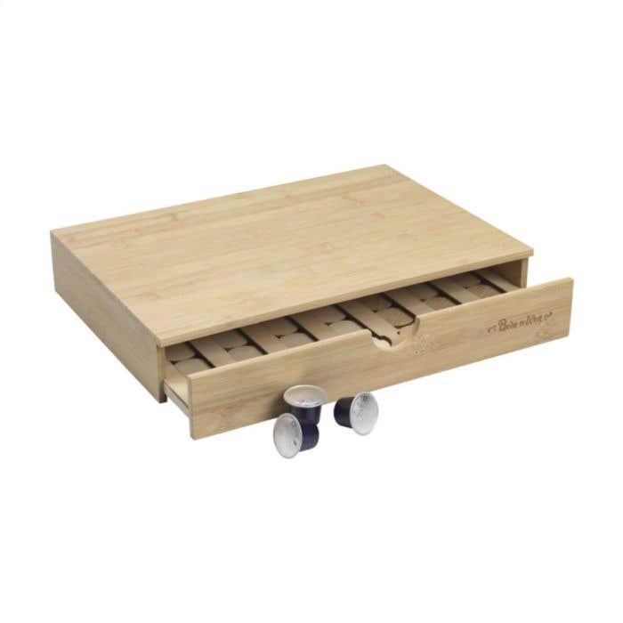 Tiroir à capsules de café Rackpack | Bambou FSC® | Avec jeu de puissance quatre