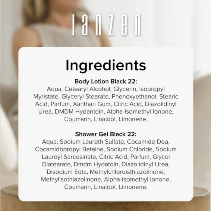 JANZEN Coffret cadeau Black 22 | Gel douche & lotion corporelle | 2x 50 ml