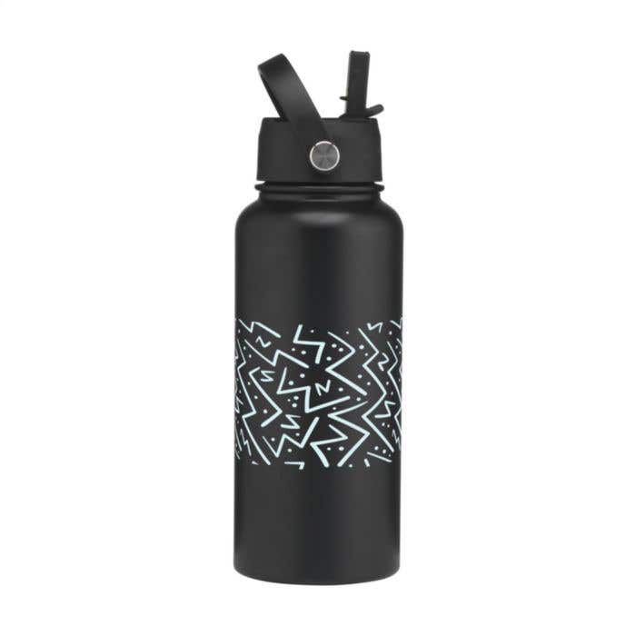 Bouteille isotherme | Acier inoxydable recyclé | 900 ml | Paille pliable