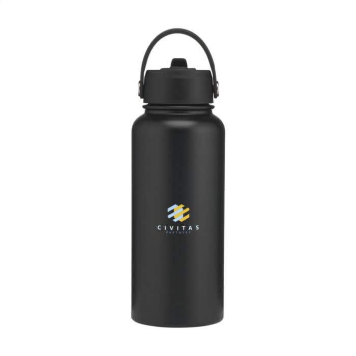 Bouteille isotherme | Acier inoxydable recyclé | 900 ml | Paille pliable