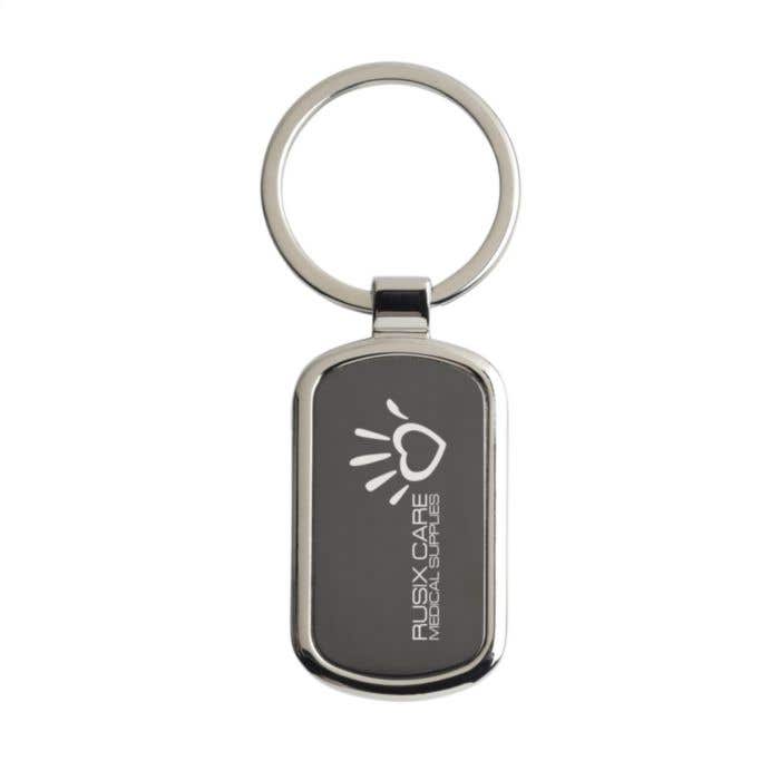 Porte-clés | Nickel | Rectangulaire | Inlay noir