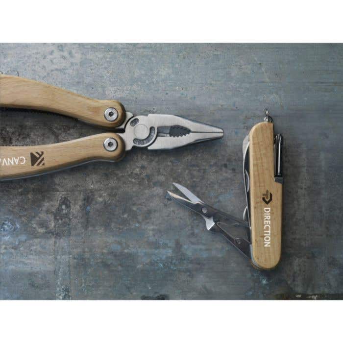 Couteau de poche | Bois | 8 outils | 11 fonctions
