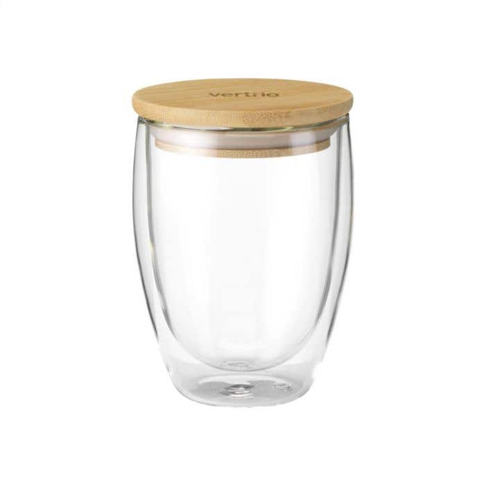 Verre double paroi Alba | Couvercle en bambou | 350 ml