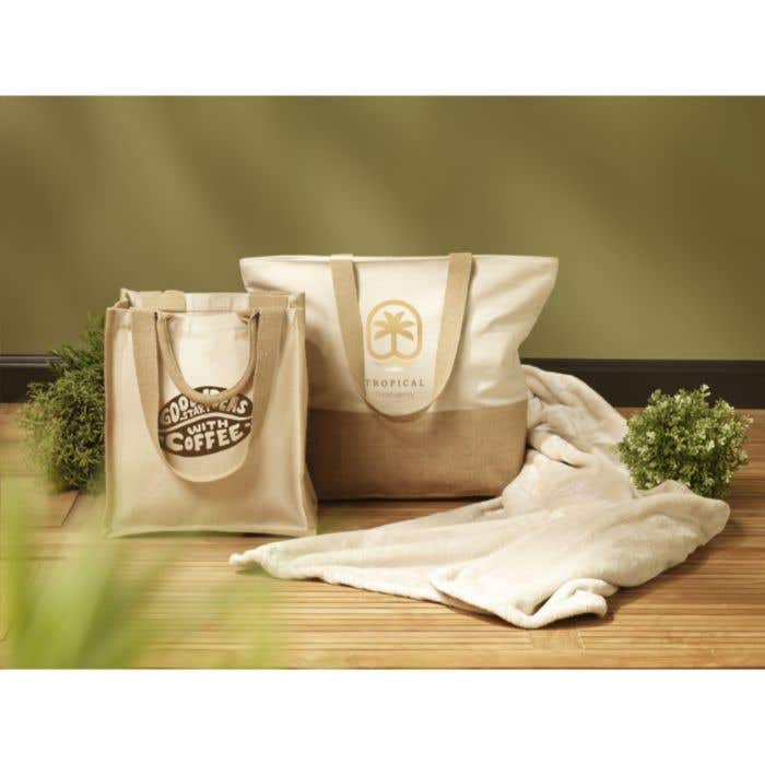 Shopper | Jute et coton organique | 18 l | Fond laminé