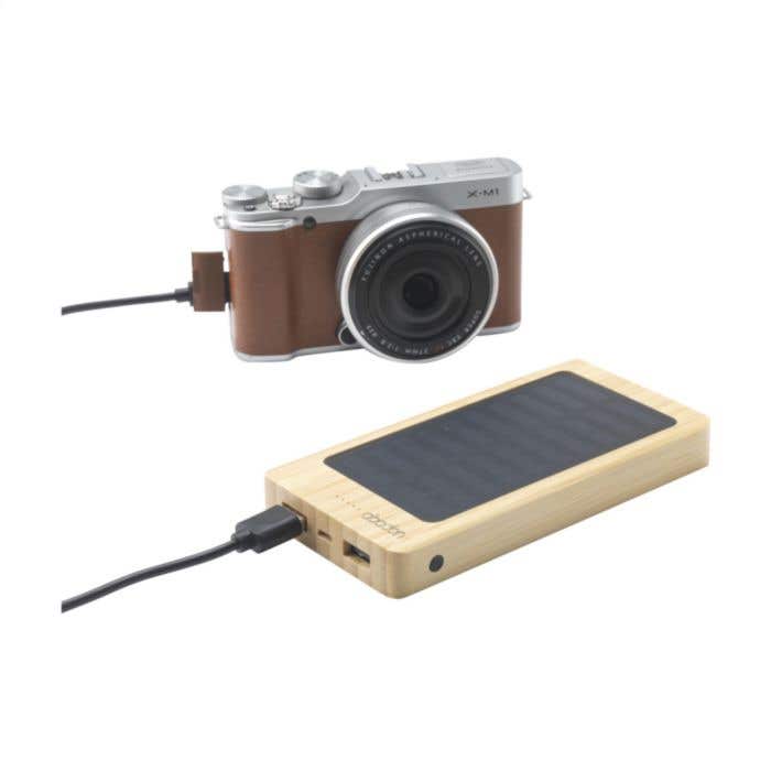 Powerbank | Bambou | 8000 mAh | Sans fil & panneau solaire