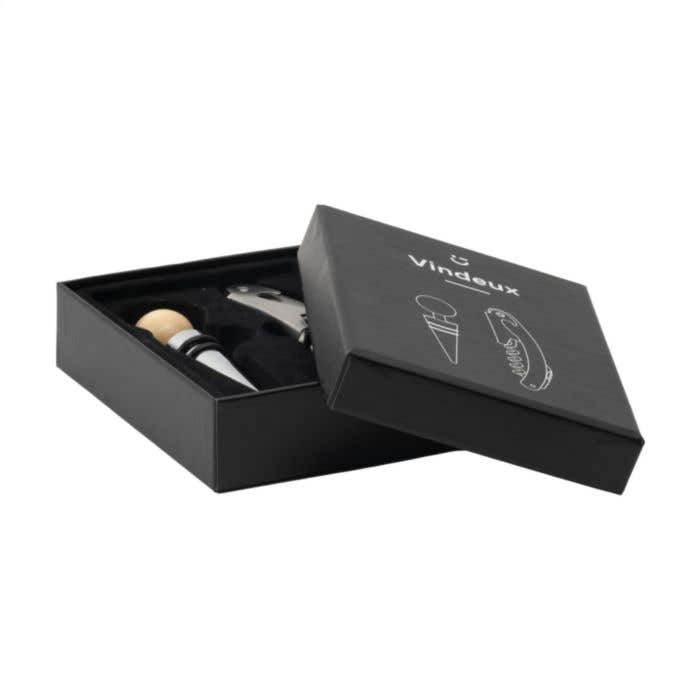 Coffret cadeau vin | 2 pièces | Tire-bouchon sommelier et bouchon de bouteille