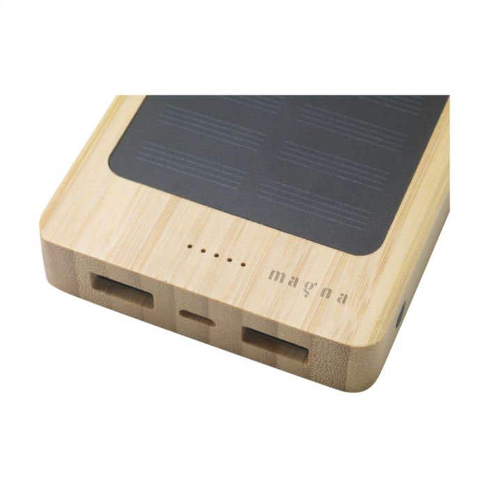 Powerbank | Bambou | 8000 mAh | Sans fil & panneau solaire