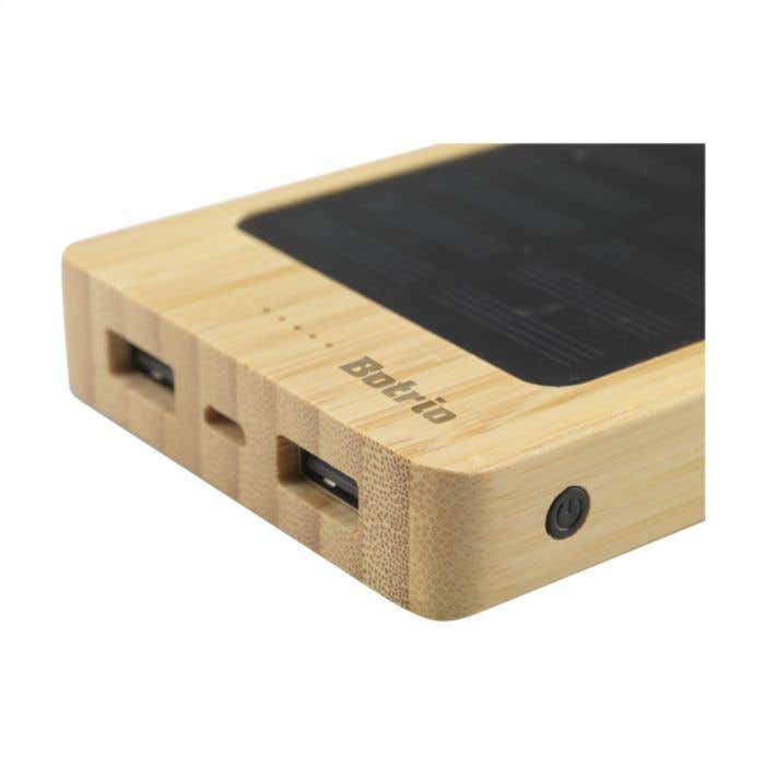 Powerbank | Bambou | 8000 mAh | Sans fil & panneau solaire