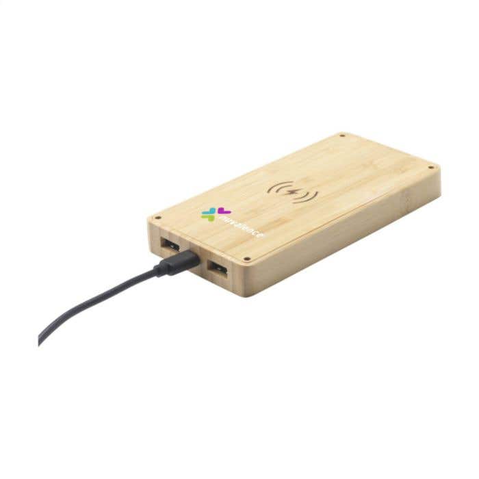 Powerbank | Bambou | 8000 mAh | Sans fil & panneau solaire