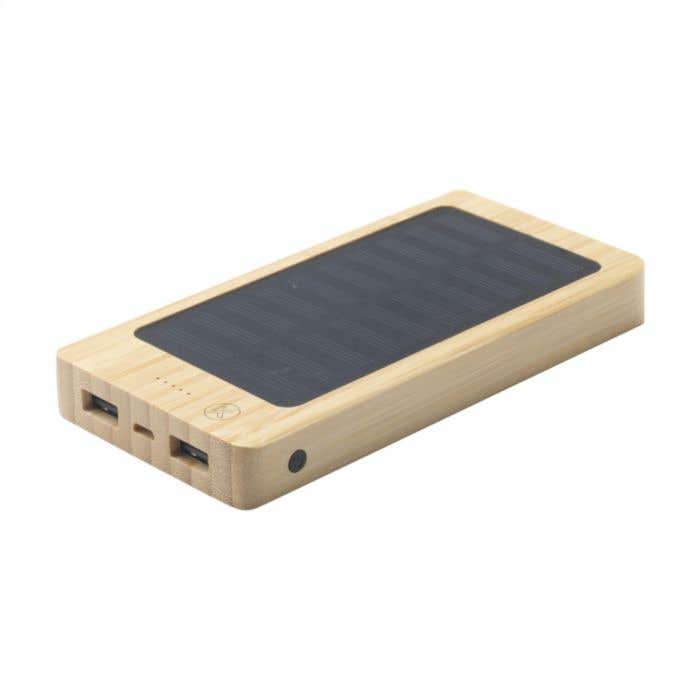 Powerbank | Bambou | 8000 mAh | Sans fil & panneau solaire