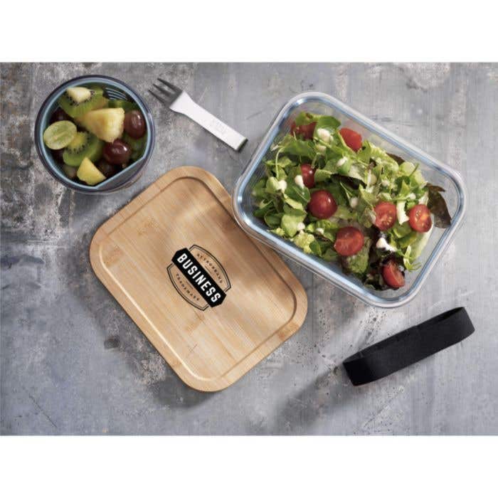 Boîte à lunch | Verre borosilicate | Couvercle en bambou