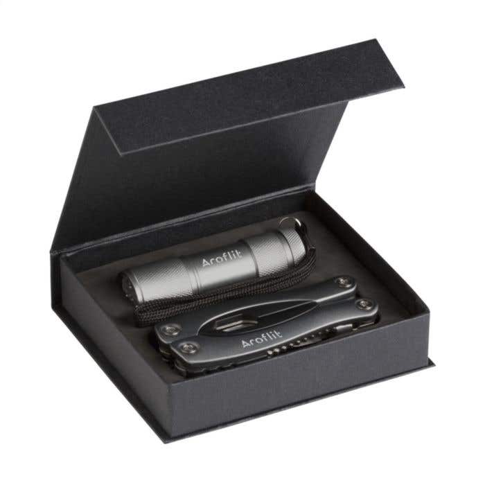 Coffret cadeau MaxiStar | Pince multifonction et lampe de poche | Inox et aluminium