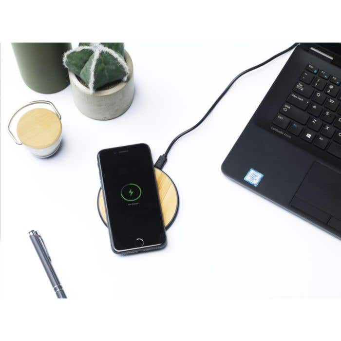 Chargeur rapide sans fil | Bambou | 10W | Compatible Qi