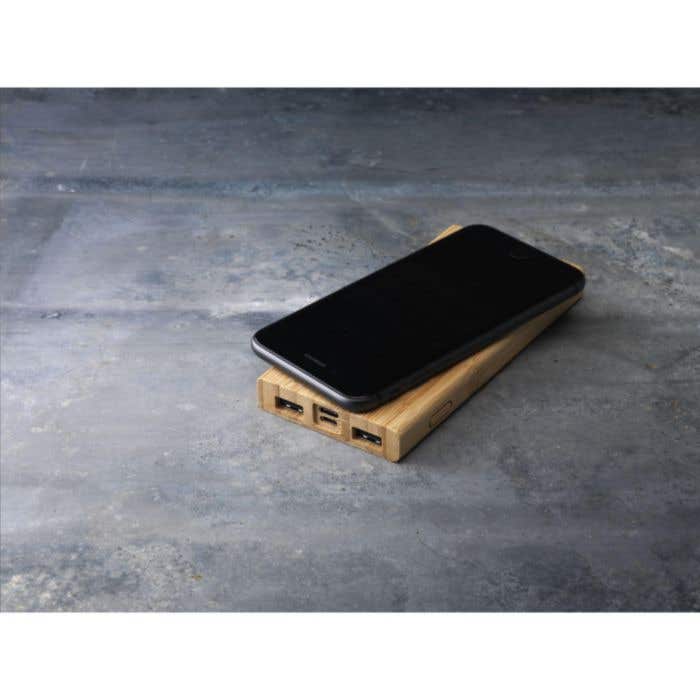 Powerbank | Bambou | 8000 mAh | Charge sans fil